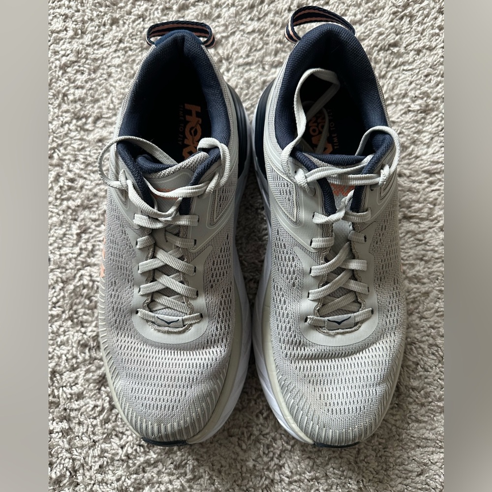 Hoka Bondi 7 Gray/Navy Women’s Shoes-Size 8